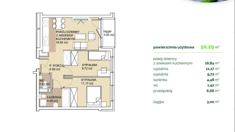 2 Pokoje**Loggia**Lokum Verde**0% Prowizji
