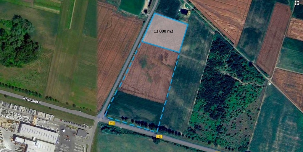 Działka usługowa 1,2 ha przy drodze nr 395