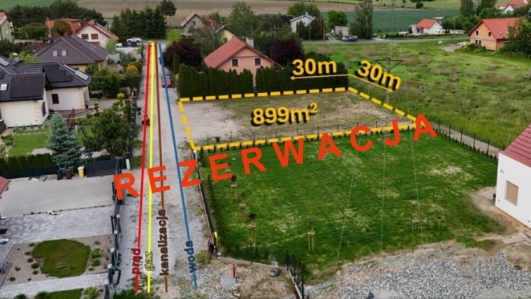 Słoneczna działka budowlana * 900 m2 * media