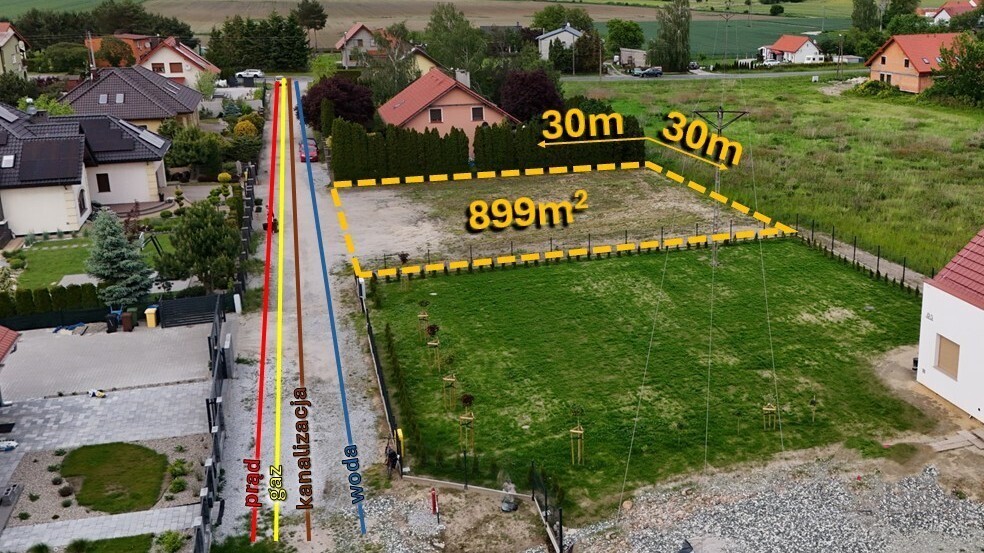 Słoneczna działka budowlana * 900 m2 * media