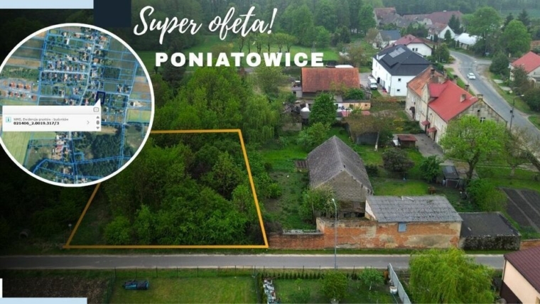 Poniatowice 1250 m² – Przy drodze asfaltowej
